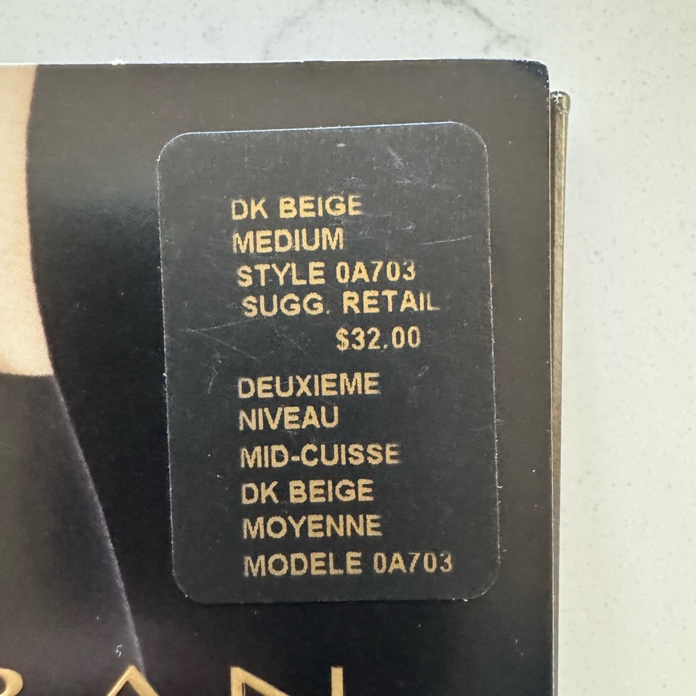 Donna Karan Hosiery, Level 2 Mid-thigh, Size M, Dk Beige, NIB / Unopened - Picture 3 of 6